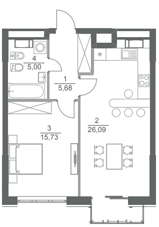 1-кімнатна 52.5 м² в ЖК Greenville Park від 52 250 грн/м², Київ