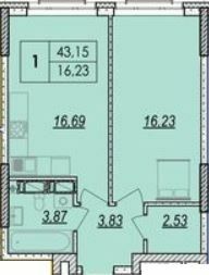 1-кімнатна 43.15 м² в ЖК Olympic Park від 27 500 грн/м², Київ