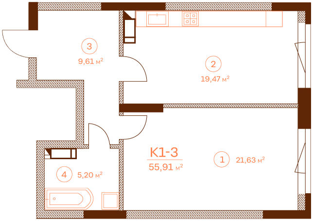1-кімнатна 55.91 м² в ЖК Stanford від 65 450 грн/м², Київ