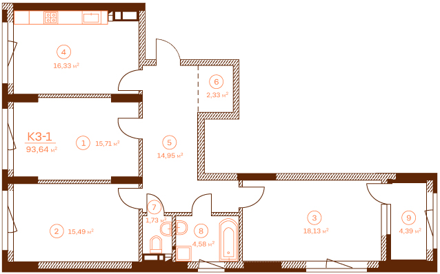 3-комнатная 93.64 м² в ЖК Stanford от 103 200 грн/м², Киев