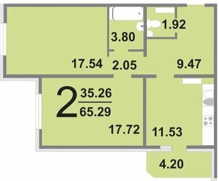 2-кімнатна 65.29 м² в ЖК Амурський від 27 000 грн/м², Київ