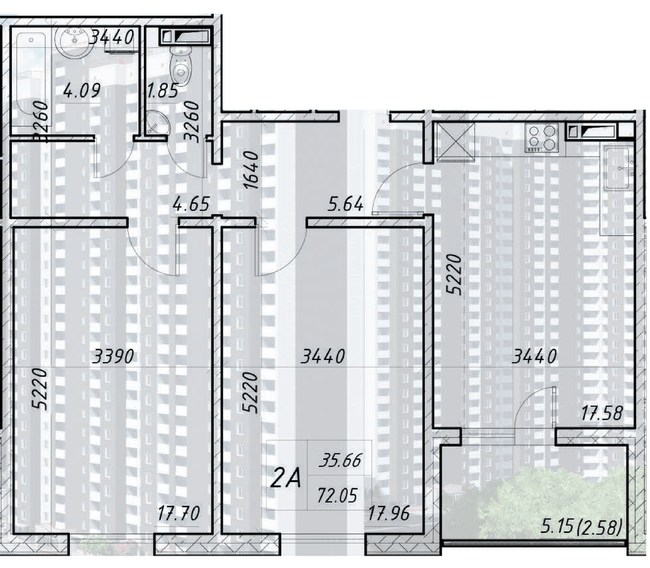 2-кімнатна 72.04 м² в ЖК Деснянський від 22 000 грн/м², Київ