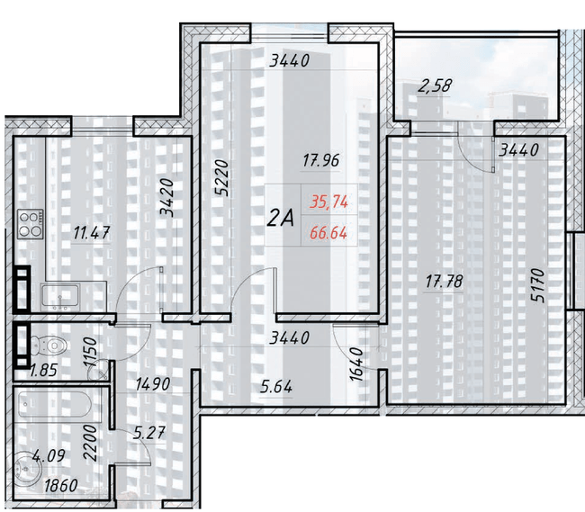 2-кімнатна 66.64 м² в ЖК Деснянський від 21 500 грн/м², Київ