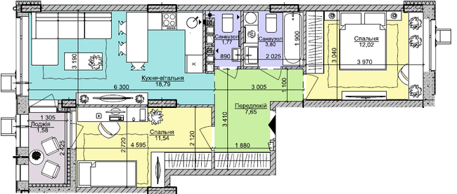 2-комнатная 57.15 м² в ЖК Комфорт Таун от 45 700 грн/м², Киев