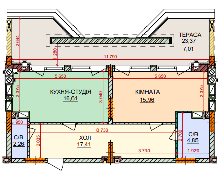 1-комнатная 64.1 м² в ЖК Лесная сказка 2 от 32 300 грн/м², Киев