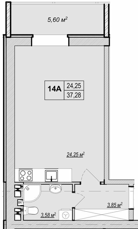 1-кімнатна 37.28 м² в ЖК Метро парк від 29 900 грн/м², Київ