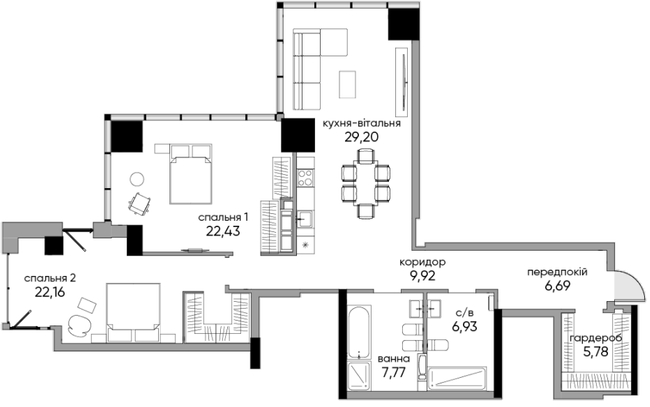 Дворівнева 107.53 м² в БФК A136 Highlight Tower від 64 250 грн/м², Київ