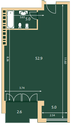 Свободная планировка 65.7 м² в КД Hidden от 112 860 грн/м², Киев