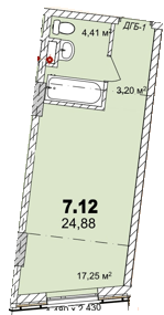 1-кімнатна 24.88 м² в Апарт-комплекс Ітака від 30 100 грн/м², Одеса