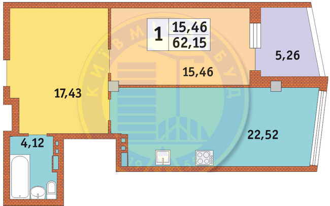 1-кімнатна 62.15 м² в ЖК Costa fontana від 29 700 грн/м², Одеса