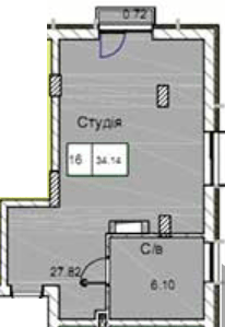 Студія 34.18 м² в ЖК Love від 17 100 грн/м², Одеса