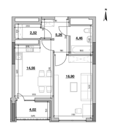 1-комнатная 47.72 м² в ЖК Nordica Residence от 59 038 грн/м², Киев