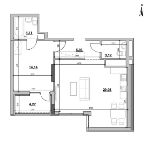 1-комнатная 61.51 м² в ЖК Nordica Residence от 43 960 грн/м², Киев