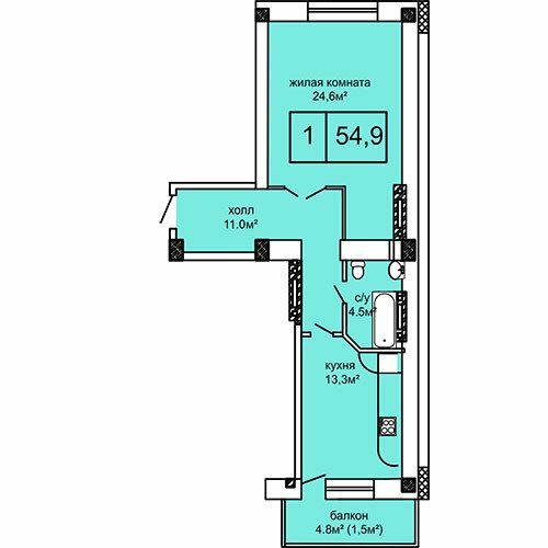 1-кімнатна 54.9 м² в ЖК Вернісаж від 23 850 грн/м², Одеса