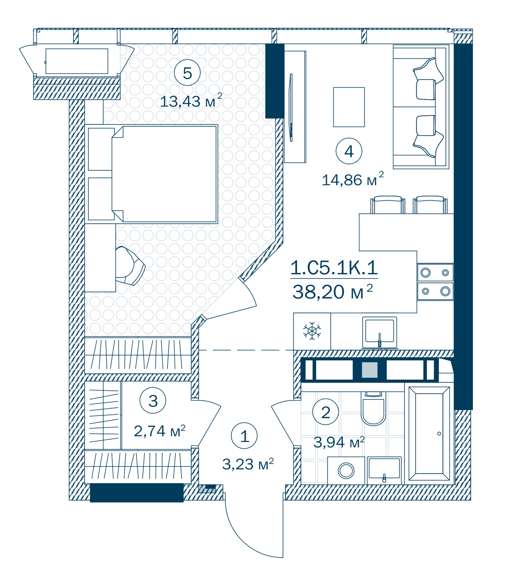 1-комнатная 38.2 м² в ЖК Rusaniv Residence от 39 150 грн/м², Киев