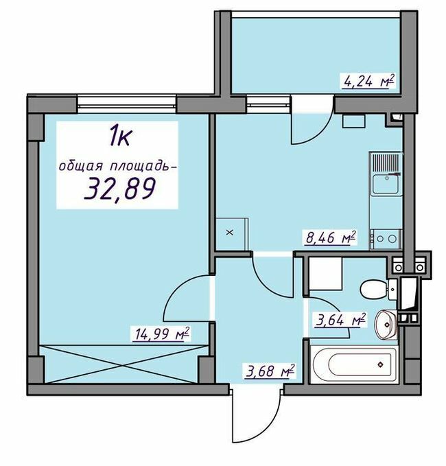 1-кімнатна 32.89 м² в ЖМ Сьоме Небо від 20 750 грн/м², смт Авангард