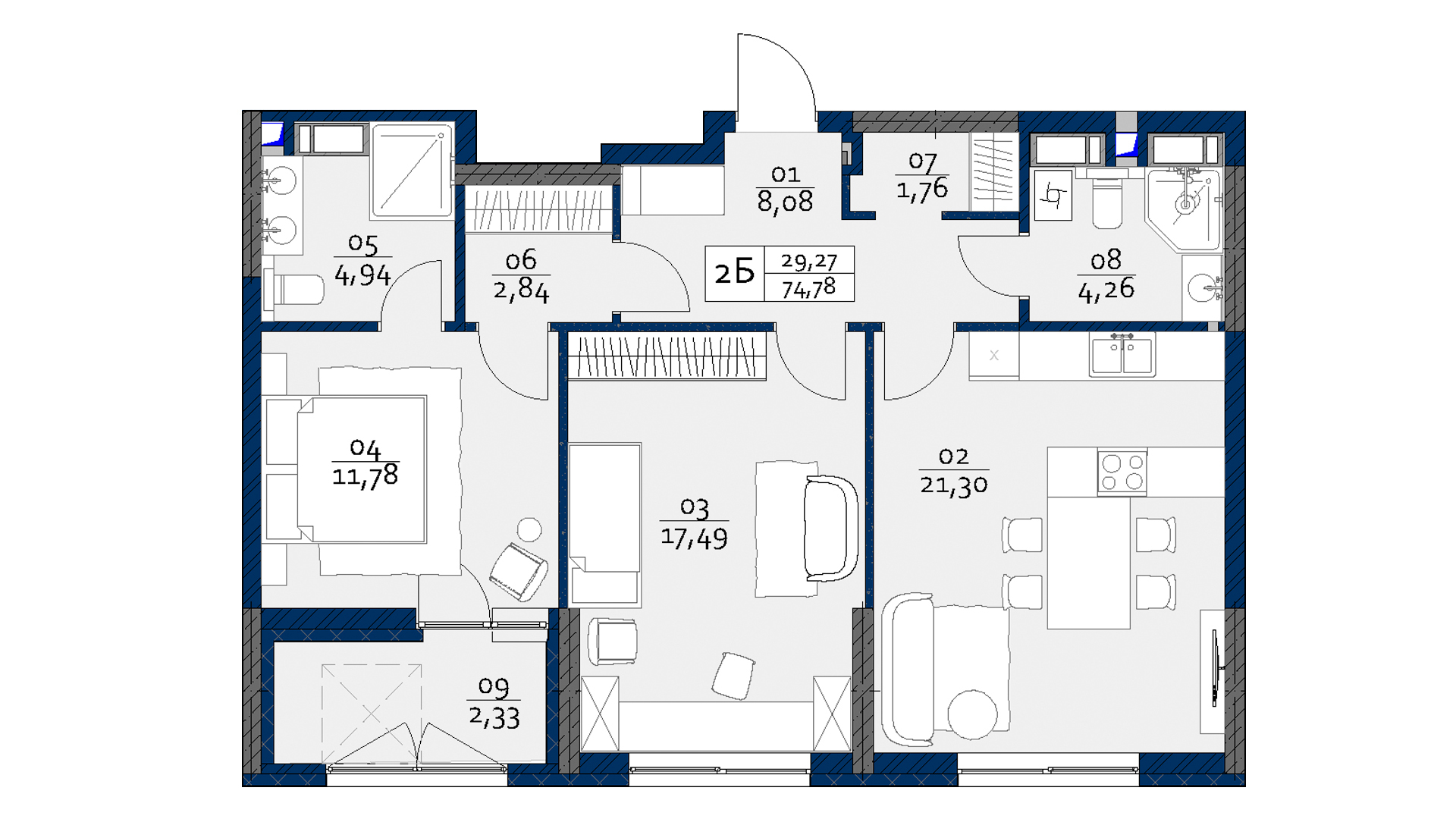 2-кімнатна 74.78 м² в ЖК POLARIS Home&Plaza від 34 523 грн/м², Київ