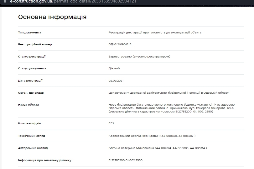 Сертифікат про готовність Дом 9, ЖК Smart City