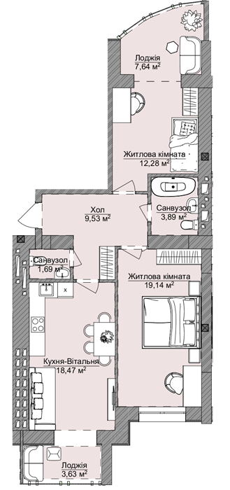2-комнатная 76.27 м² в ЖК Теплый дом Plus от 18 650 грн/м², с. Крыжановка