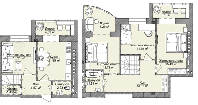 Двухуровневая 104.82 м² в ЖК Теплый дом Plus от 18 400 грн/м², с. Крыжановка