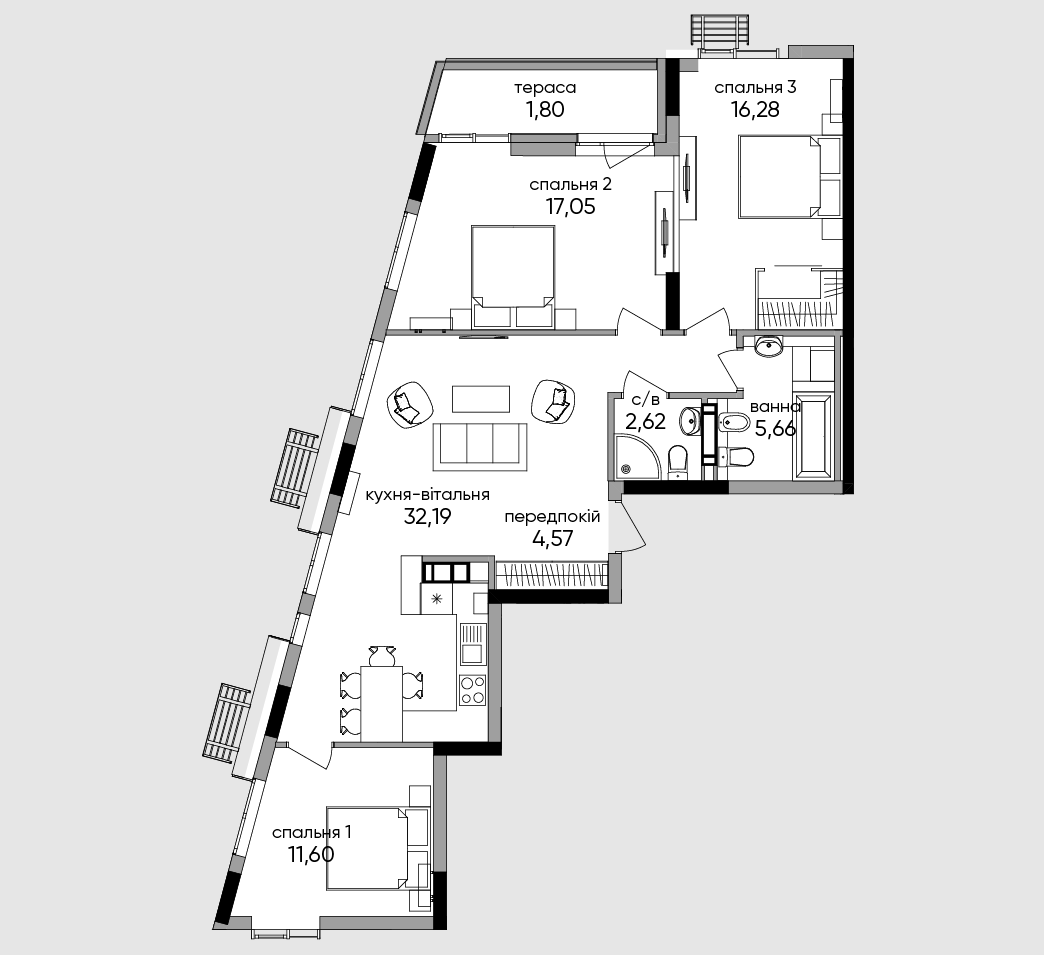 4-кімнатна 91.1 м² в ЖК Метрополіс від 40 146 грн/м², Київ