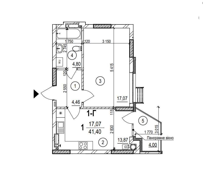 1-кімнатна 41.4 м² в ЖК Італійський квартал 2 від 32 313 грн/м², Київ