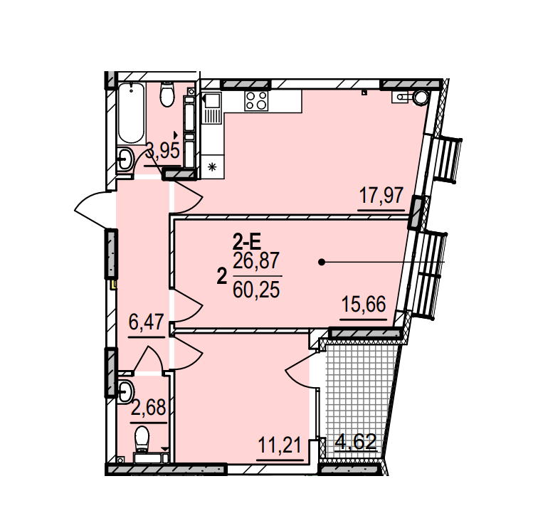 2-кімнатна 60.25 м² в ЖК Італійський квартал 2 від 35 000 грн/м², Київ