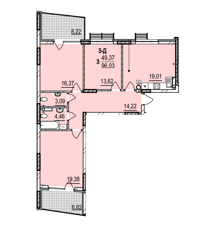 3-кімнатна 96.03 м² в ЖК Італійський квартал 2 від 32 000 грн/м², Київ