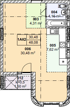1-кімнатна 48.08 м² в ЖК 044 від 68 000 грн/м², Київ