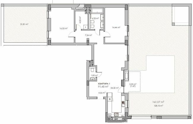 2-комнатная 91.48 м² в ЖК Княжий холл от 48 000 грн/м², Львов
