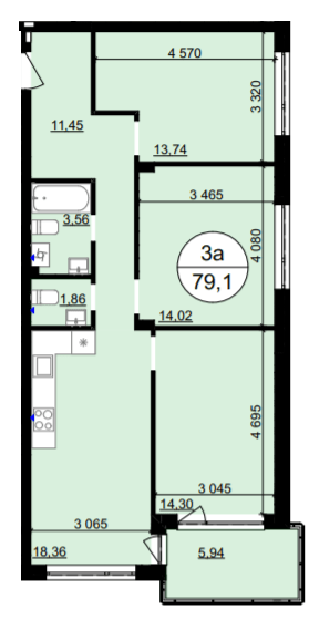 3-кімнатна 79.1 м² в ЖК Грінвуд-4 від 17 800 грн/м², смт Брюховичі