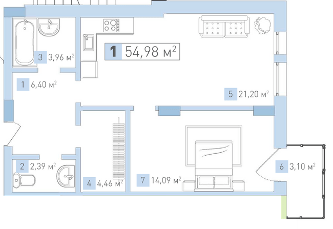 1-комнатная 54.98 м² в ЖК Срибный Дим Бизнес от 38 100 грн/м², г. Трускавец