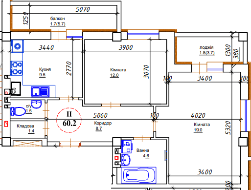 2-комнатная 60.2 м² в ЖК ЯневБуд от 13 950 грн/м², пгт Ивано-Франково