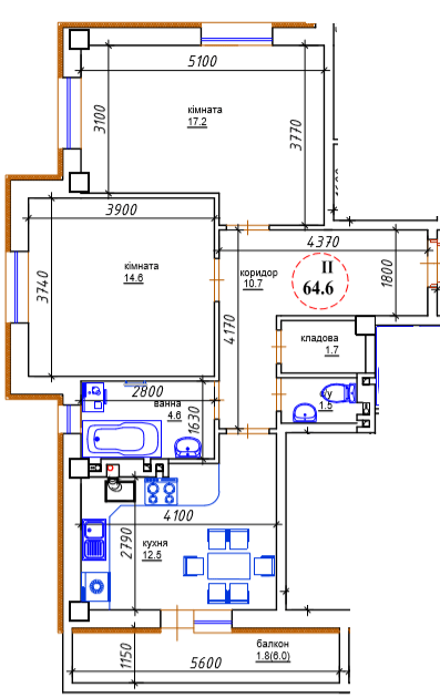 2-комнатная 64.6 м² в ЖК ЯневБуд от 13 950 грн/м², пгт Ивано-Франково