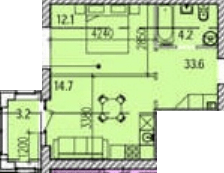 1-комнатная 40.3 м² в ЖК Promenade от 26 450 грн/м², Днепр