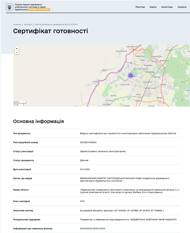 Сертифікат про готовність Жилой комплекс, ЖК Престиж