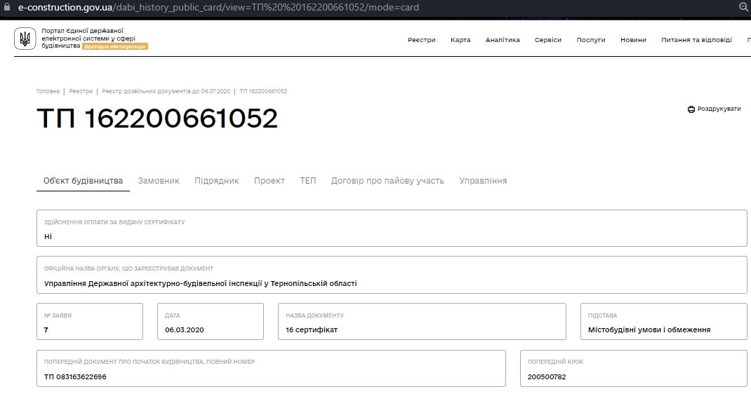 Сертификат о готовности Дом 1, ЖК Березовиця