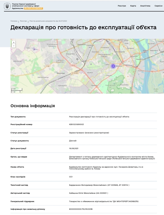 Сертифікат про готовність Дом, КБ Ширма Club