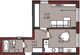 1-комнатная 34.3 м² в ЖК New от 25 900 грн/м², Львов