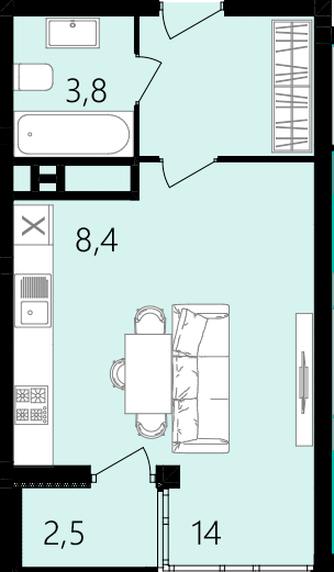 1-комнатная 34.2 м² в ЖК Лесопарковый от 24 000 грн/м², Винница