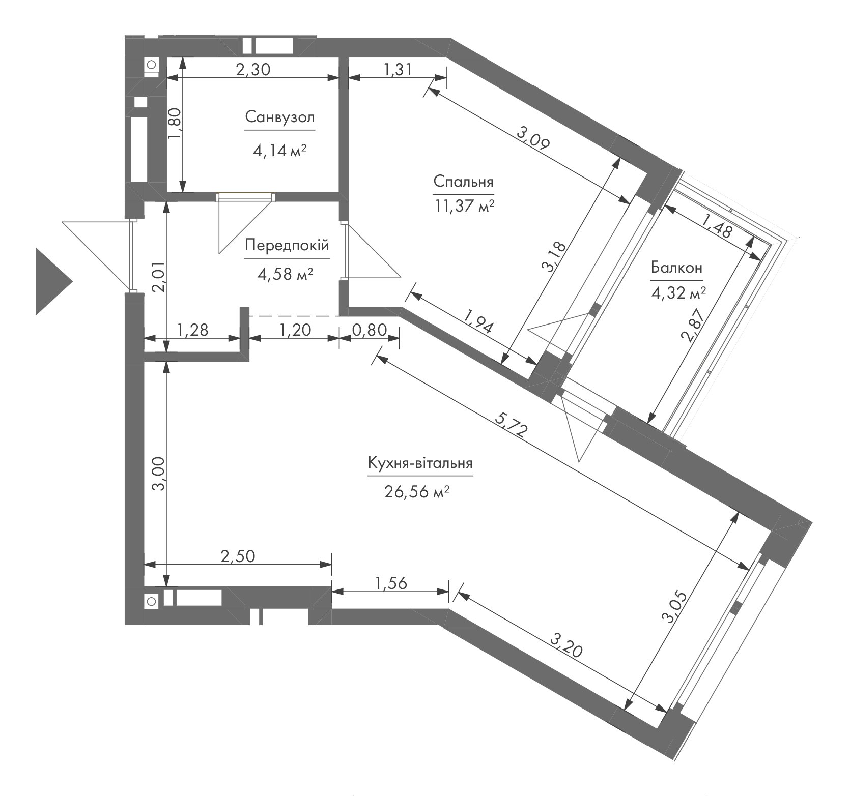 1-кімнатна 47.9 м² в ЖК Gravity Park від 34 371 грн/м², Київ