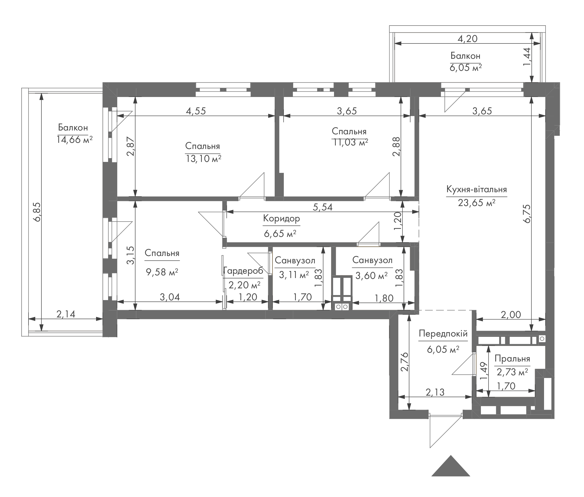3-кімнатна 87.9 м² в ЖК Gravity Park від 32 062 грн/м², Київ
