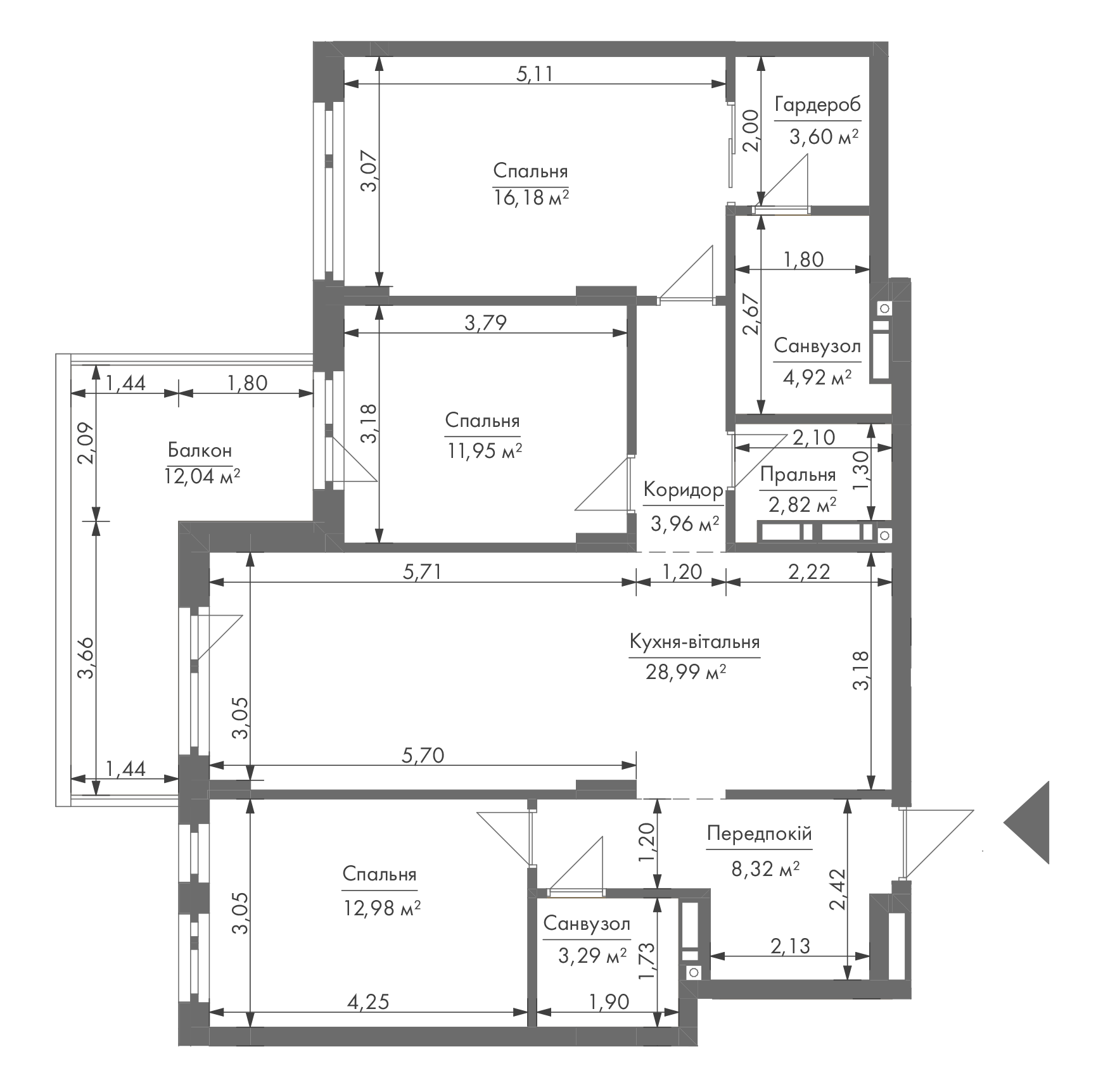3-кімнатна 105.6 м² в ЖК Gravity Park від 33 858 грн/м², Київ