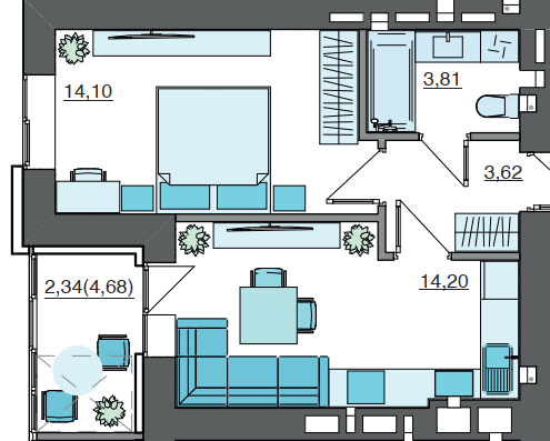 1-комнатная 38.07 м² в ЖК Супернова от 20 000 грн/м², Луцк