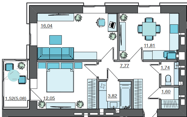 2-комнатная 56.35 м² в ЖК Супернова от 20 000 грн/м², Луцк