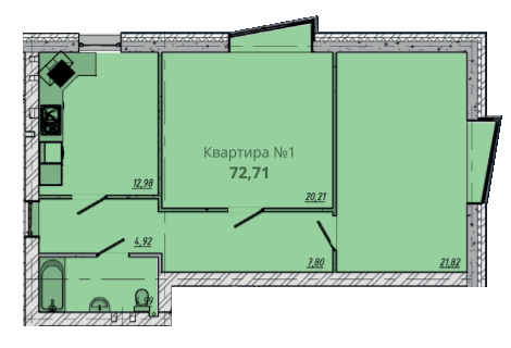 2-комнатная 72.71 м² в ЖК Европейский квартал от 16 000 грн/м², Житомир