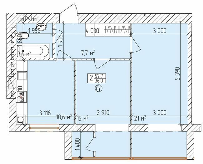 1-кімнатна 57.7 м² в ЖК Дубовий Гай від 18 500 грн/м², Запоріжжя