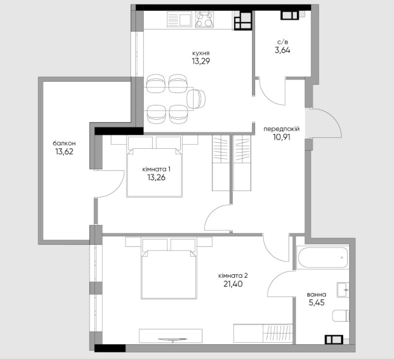 2-комнатная 74.53 м² в КД OLEGIVSKIY от 57 446 грн/м², Киев