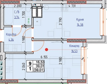 1-комнатная 39.01 м² в ЖК NEXT от 25 000 грн/м², пгт Чабаны