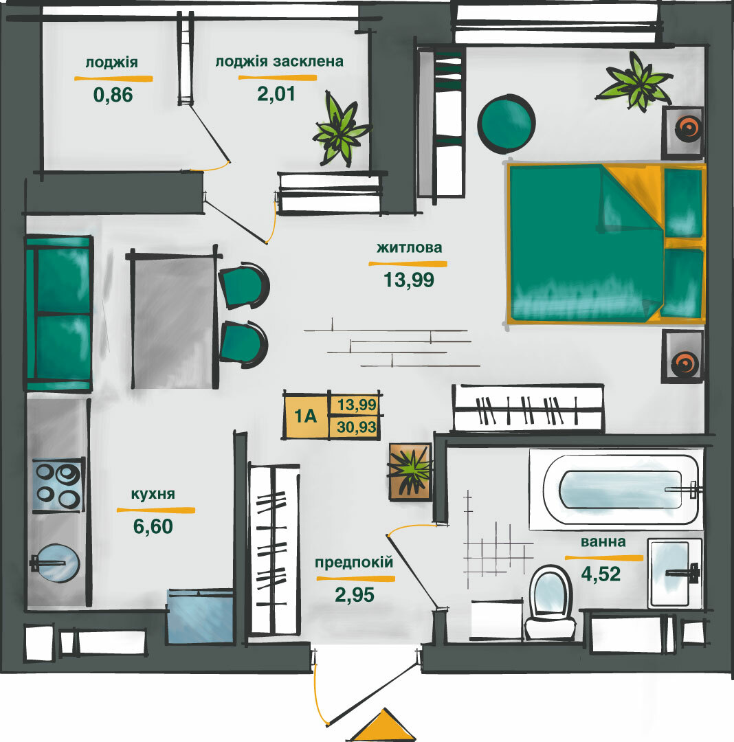 1-комнатная 30.93 м² в ЖК Сырецкие сады от 41 760 грн/м², Киев